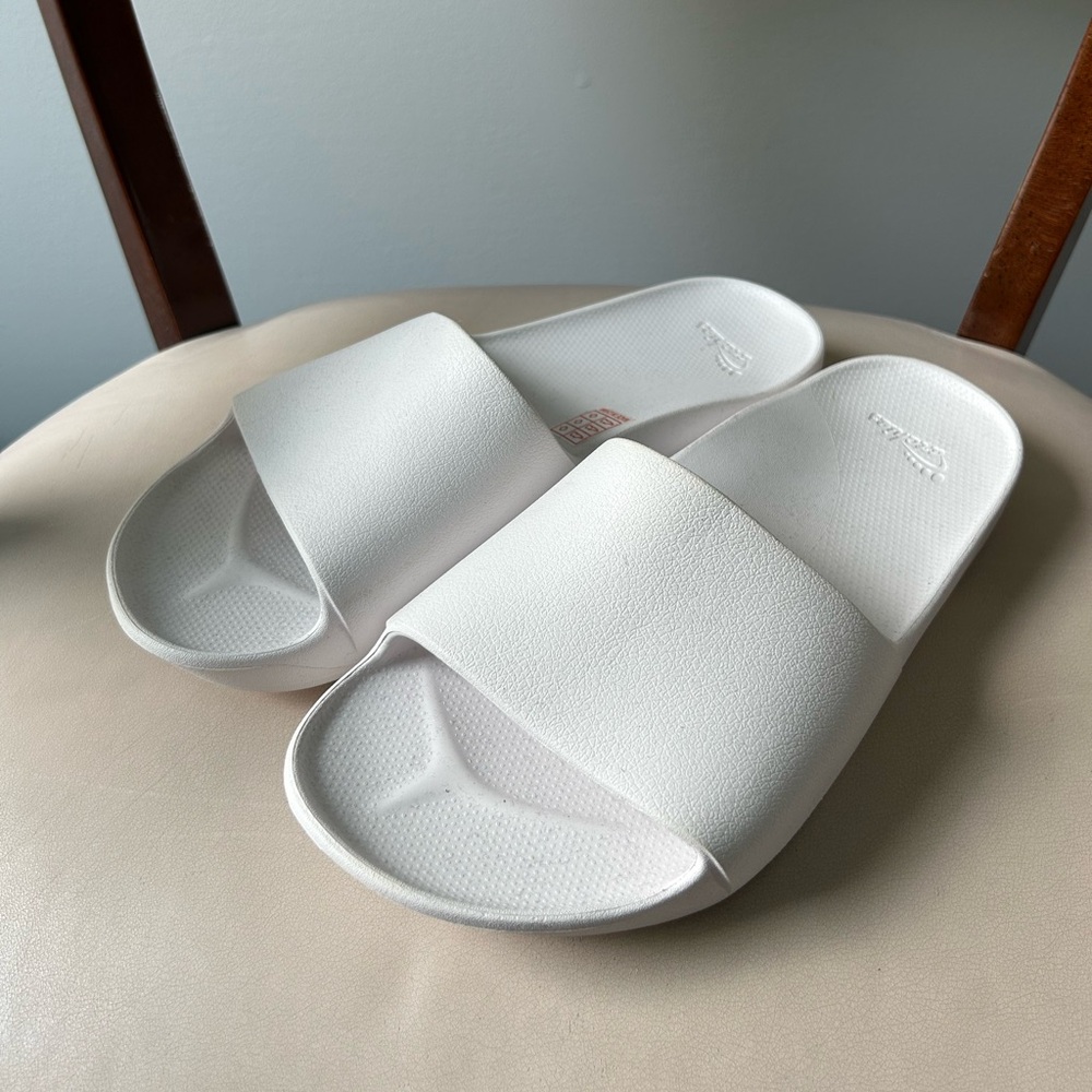 Archies white slide sandals